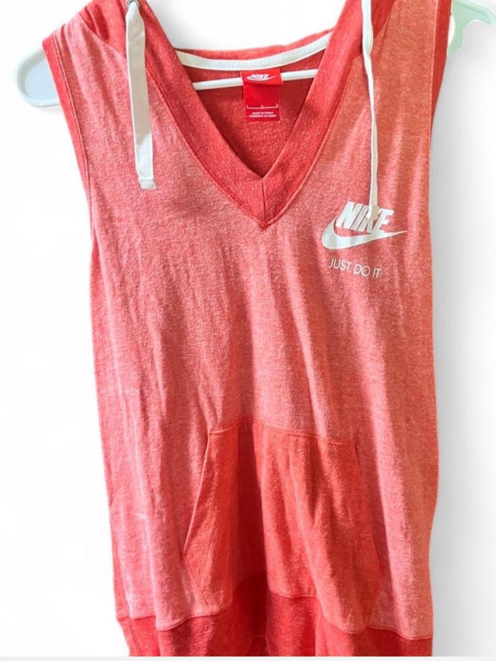 Nike Gym Vintage Sleeveless Hoodie Coral Red Size L